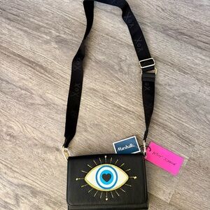 Betsey Johnson Black Crossbody Bag with Eye Design